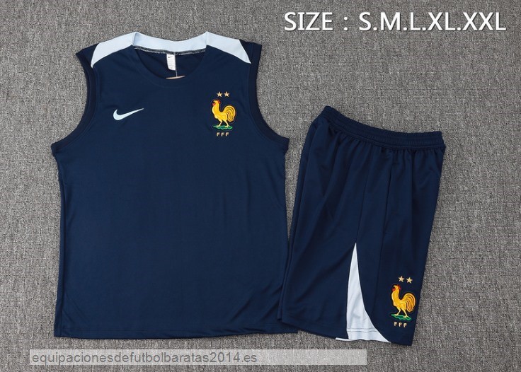 Nuevo Entrenamiento Sin Mangas Conjunto Completo Francia 2024 Azul Marino Baratas
